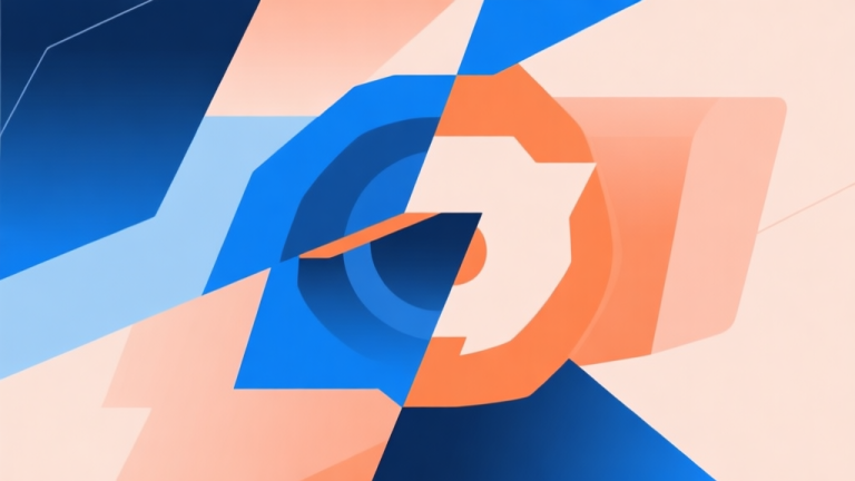 自动生成图片: Abstract geometric composition with overlapping shapes in blue and orange, soft pastel colors, modern minimal style, professional gaming concept illustration of power and timing high quality illustration, detailed, 16:9