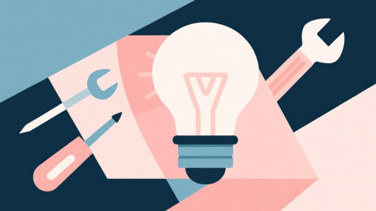 自动生成图片: Abstract geometric composition with overlapping shapes representing creativity and tools, soft pastel colors, modern minimal style, professional business concept illustration high quality illustration, detailed, 16:9