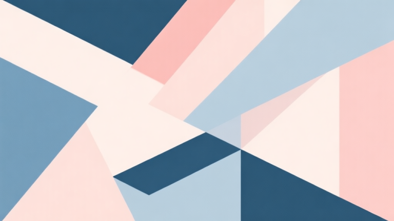 自动生成图片: Abstract geometric composition with overlapping shapes, soft pastel colors, modern minimal style, professional business concept illustration high quality illustration, detailed, 16:9