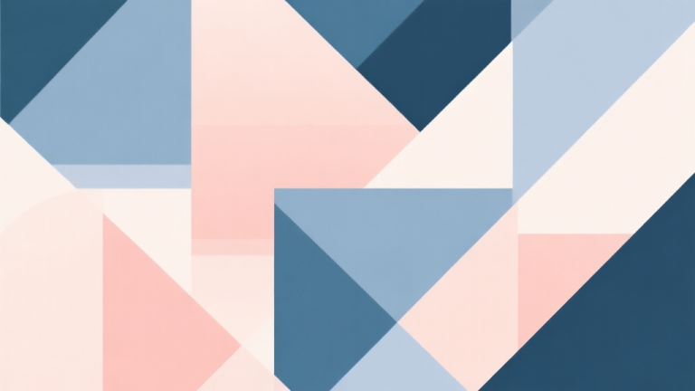 自动生成图片: Abstract geometric composition with overlapping shapes, soft pastel colors, modern minimal style, professional business concept illustration high quality illustration, detailed, 16:9