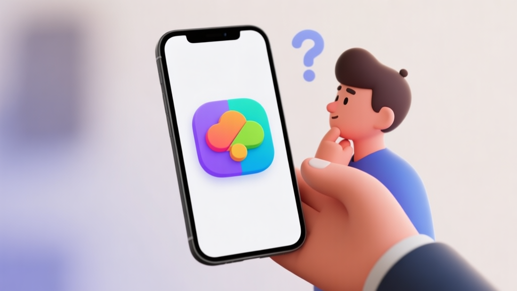 A smartphone screen showing a colorful game icon next to a thoughtful person's hand, soft focus background, minimalist style, representing decision-making and curiosity high quality illustration, detailed, 16:9
