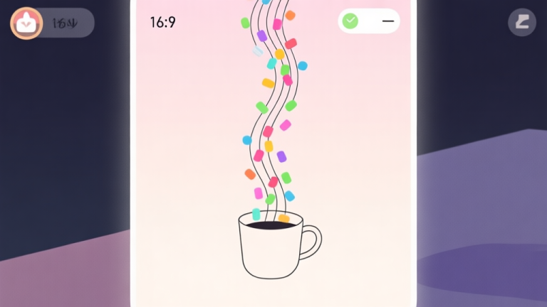自动生成图片: A minimalist game interface showing colorful sugar particles flowing down drawn lines into a cup, soft pastel background, clean and geometric design high quality illustration, detailed, 16:9